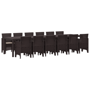 Conjunto de Jantar de Jardim 13 pcs Castanho Grande H