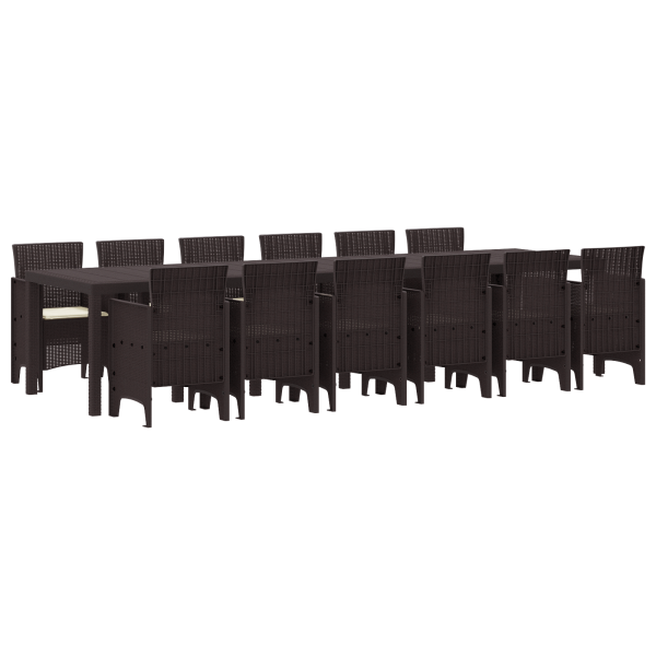 Juego de Comedor de Jardín Set de 5 Marrón y crema Poliratán M 2