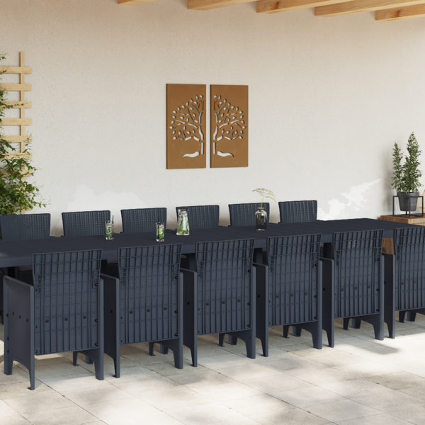 Comedor de Jardín de 15 Piezas con Cojines Antracita Rattan Sintético M 3