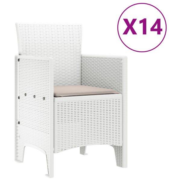 Conjunto de Jantar para Jardim 15 pcs Branco 14-Pessoas M 5