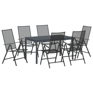 Conjunto de Jantar para Jardim 7 pcs Antracite Tamanho padrão H