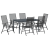 Set de Comedor de Jardín de 7 Piezas en Acero Antracita de 2