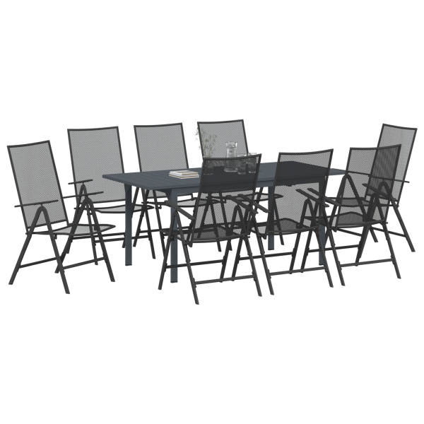 Set de Comedor de Jardín de 9 Piezas Acero Antracita M 3