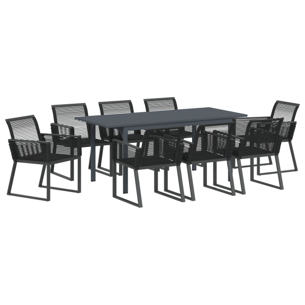 Juego de Comedor de Jardín de 6 Piezas en Acero Negro y Poliratán M 2