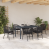 Conjunto de Comedor de Jardín de 7 piezas con Cojines Negro Ratan Sintético 5