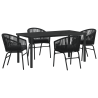 Conjunto de Jantar de Jardim de 5 Peças - Móveis de Rattan Preto 2
