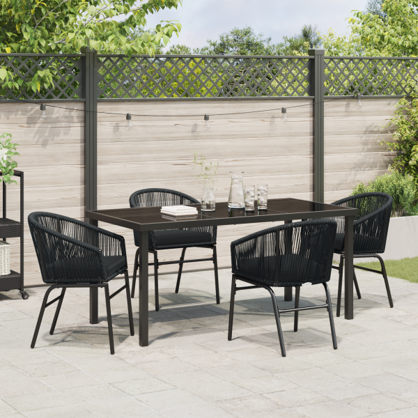 Conjunto de Jantar de Jardim de 5 Peças - Móveis de Rattan Preto M 4