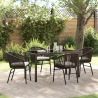 Conjunto de Jantar de Jardim com 5 Peças - Rattan Poliéster Castanho 1