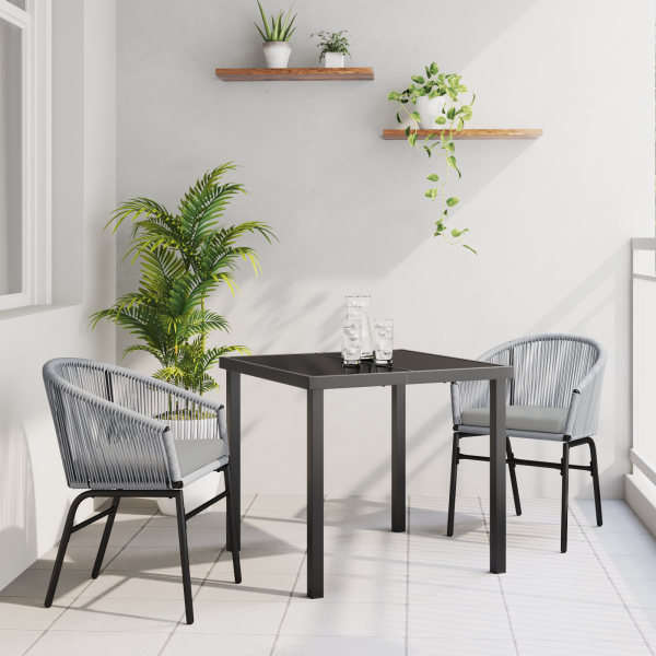 Set de comedor de jardín de 3 piezas - Ratán poliéster gris D