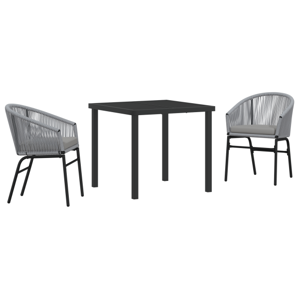 Set de comedor de jardín de 3 piezas - Ratán poliéster gris M 2
