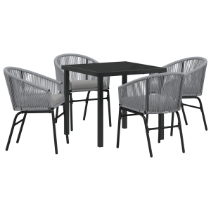 Conjunto de Jantar de Jardim com 5 Peças - Rattan Poly Cinza H