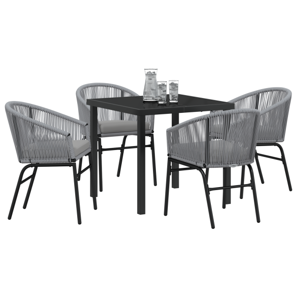 Conjunto de Jantar de Jardim com 5 Peças - Rattan Poly Cinza M 3