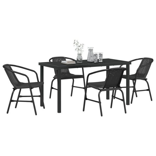 Set de Comedor de Jardín de 5 Piezas Negro Poliratán M 3