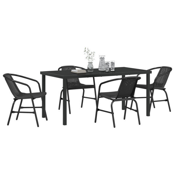 Set de Comedor de Jardín de 5 Piezas Negro de Poliratán M 3