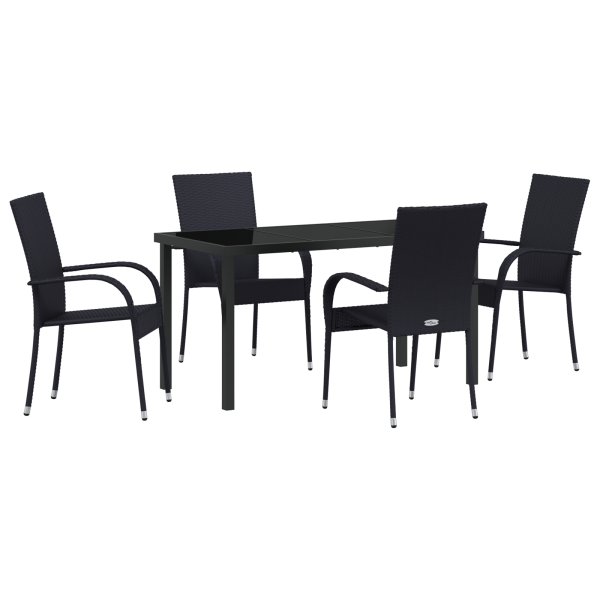Conjunto de Jantar para Jardim 5 pcs Preto Rattan de PE M 2