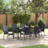 Conjunto de Jantar para Jardim 7 pcs Preto Rattan de PE 1