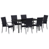 Conjunto de Comedor de Jardín de 7 Piezas – Poliratán Negro 2