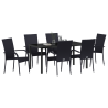 Conjunto de Comedor de Jardín de 7 Piezas – Poliratán Negro 3