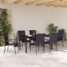 Conjunto de Jantar para Jardim 7 pcs Preto Rattan de PE 4