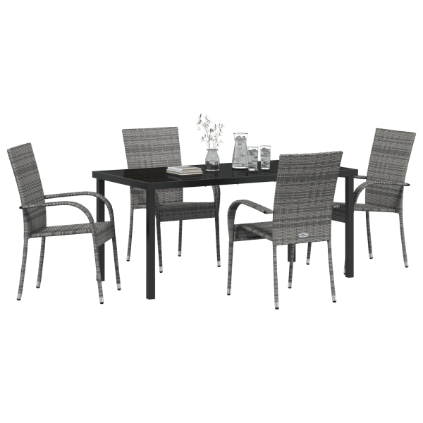 Conjunto de Jantar para Jardim 5 pcs Cinzento 4 Lugares M 3