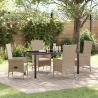 Set de Comedor de Jardín de 5 Piezas con Cojines Beige Poliratán 1
