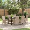 Conjunto de Comedor de Jardín de 7 Piezas con Cojines Beige Poliratán 1