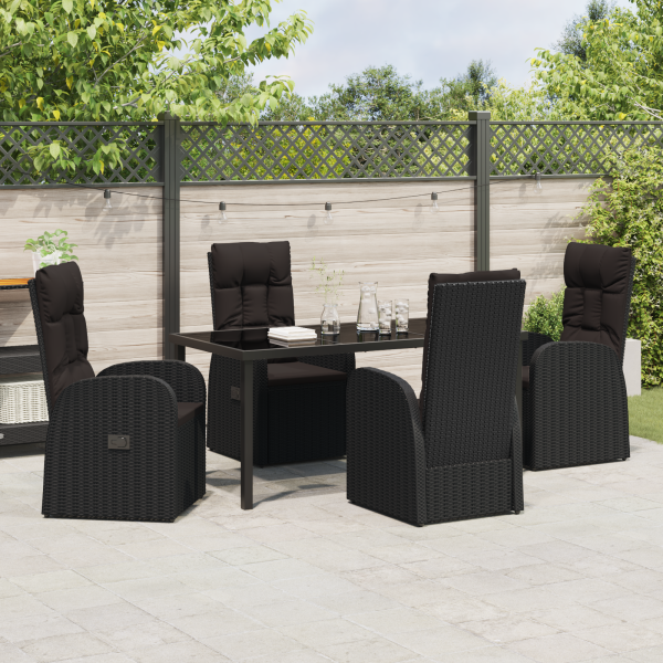 Cadeiras de Jardim Reclináveis 5 pcs Preto 160 x 80 x 73 cm M 4