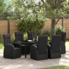 Cadeiras de Jardim Reclináveis 7 pcs Preto 160 x 80 x 73 cm 1
