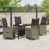 Conjunto de Jantar de Jardim 5 Peças com Almofadas em Rattan Sintético Cinza 4