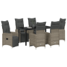Conjunto de Jantar de Jardim 7 Peças com Almofadas em Ratan Sintético Cinza 3