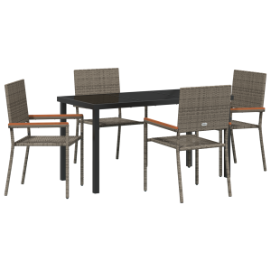 Conjunto de comedor de jardín de 5 piezas Gris Poliratán H