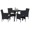 Conjunto de Comedor de Jardín de 5 Piezas Negro Poliratán 3