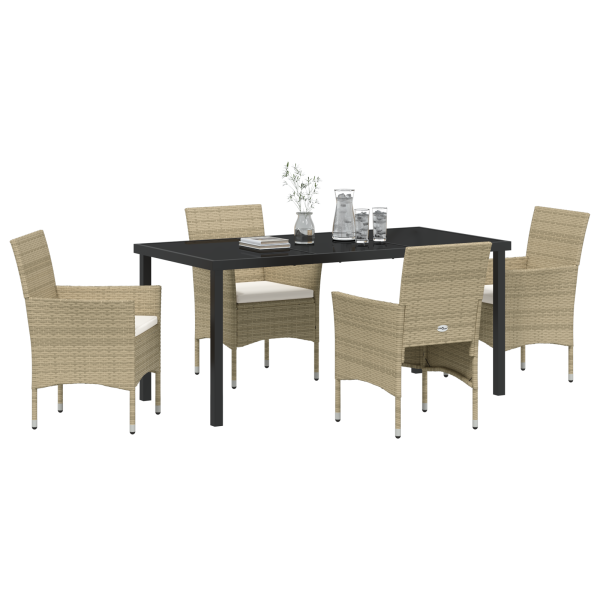 Conjunto de Comedor de Jardín de 5 Piezas Beige de Poliratán M 3