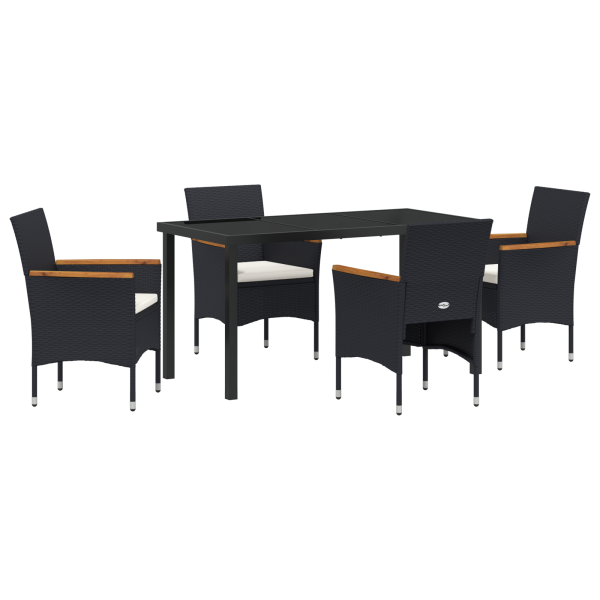 Set de Comedor de Jardín 5 Piezas Rattan Negro M 2