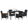 Set de Comedor de Jardín 5 Piezas Rattan Negro 3