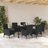 Conjunto de Jantar pra Jardim com 7 Peças da com Almofadas de Rattan Preto 4