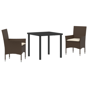 Conjunto de Jantar para Jardim 3 pcs Castanho 2 Lugares Aço H