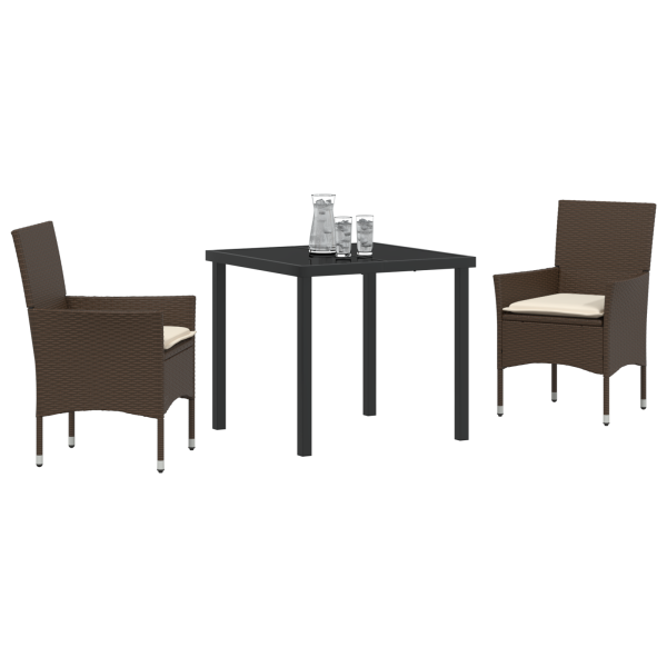 Conjunto de Jantar para Jardim 3 pcs Castanho 2 Lugares Aço M 3