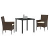 Conjunto de Jantar para Jardim 3 pcs Castanho 2 Lugares Aço 3