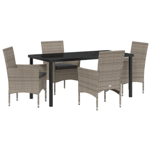 Set de Comedor de Jardín de 5 Piezas con Cojines de Ratán Poligrey H