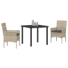 Juego de Comedor de Jardín de 3 Piezas con Cojines Gris Claro Ratán Sintético 3