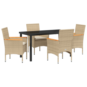 Conjunto de Comedor de Jardín de 5 Piezas con Cojines Beige H
