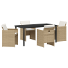Juego de Comedor de Jardín de 5 Piezas con Cojines de Ratán PE Beige 2