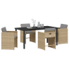 Set de Comedor de Jardín de 5 Piezas con Cojines Beige Poliratán 3