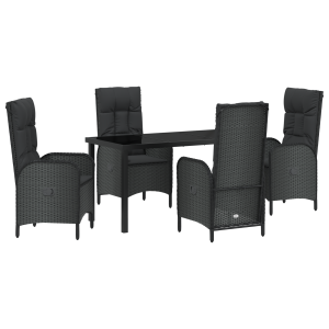 Conjunto de 5 piezas para comedor de jardín Negro Ratán Póly H
