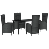 Conjunto de 5 piezas para comedor de jardín Negro Ratán Póly 2