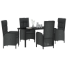 Conjunto de 5 piezas para comedor de jardín Negro Ratán Póly 3