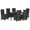 Set de Comedor de Jardín de 7 Piezas Negro Rattan Versátil 3