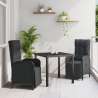 Conjunto comedor jardín 3 piezas con cojines Ratán Polimérico Negro 1