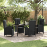 Set de Comedor Jardín de 5 Piezas con Cojines Negro Poliratán 1